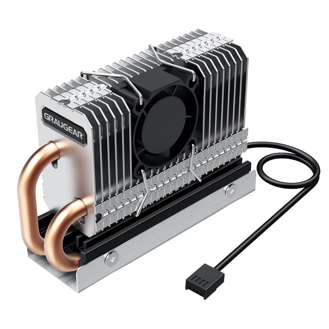 GRAUGEAR M.2 2280 SSD Heatsink Built-in PWM Cooling Fan[G-M2HP04-F]