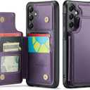 Vinich for Samsung Galaxy A16 Wallet Case with Card Holder, RFID Blocking Credit Slots Kickstand Shockproof Phone Cover for Women Men, Purple