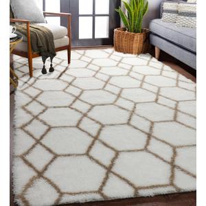 ONASAR Area Rugs for Bedroom Living Room, Washable 4x6 Fluffy White and Beige Throw Rug, Geometric Boho Shaggy Soft Plush Floor Carpet for Nursery Kids Girls Boys Teen Dorm Home Decor Aesthetic