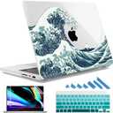 May Chen Case for M4 MacBook Pro 16 inch A3403 Max A3186, M3 A2991 M2 A2780 M1 A2485 Pro Max 2024 2023 2022 2021 Release, Plastic Hard Shell Case with Screen Pretector&Keyboard Cover, Great Wave