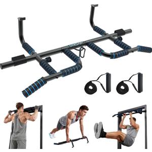 EPHESPORT 2026 Multifunctional Pull Up Bar for Doorway US Patented Design, Foldable, No Drilling or Slipping, Multi-Grip Bar with Resistance Band Hooks, Commercial Alloy Steel, Large PVC Pads, 440 lbs Capacity