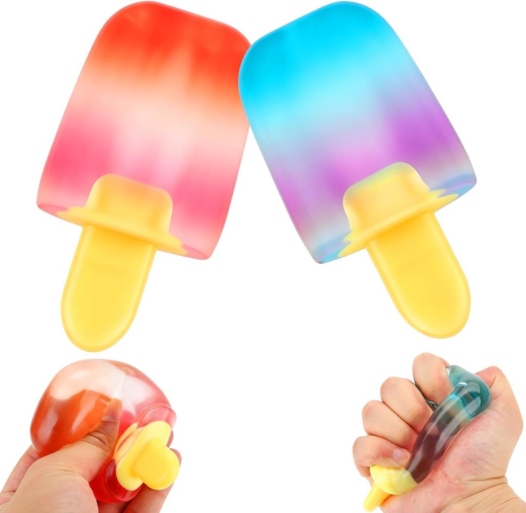 2 Pcs Ice Cream Squishy Toys, Summer Squeeze Fidget Toys for Adults Kids Stress Relief Slow Rising Squishies Stocking Stuffers Party Favors Birthday Gifts Class Prizes