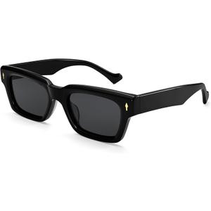 Dollger Thick Square Polarized Sunglasses for Men Women Fashion Classic Designer Sunglasses Black Shades UV Protection