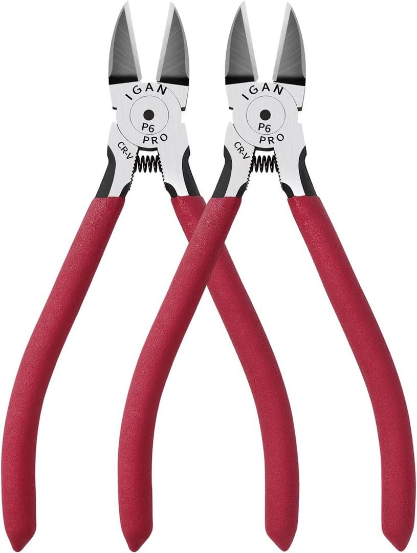 IGAN-P6 Wire Cutters (Pack of 2), 6-inch Ultra Sharp & Powerful Side-cutting Pliers with Longer Flush Cutting Edge, Ideal Wire Cutter for Crafts, Floral, Electrical & Any Clean Cut Needs