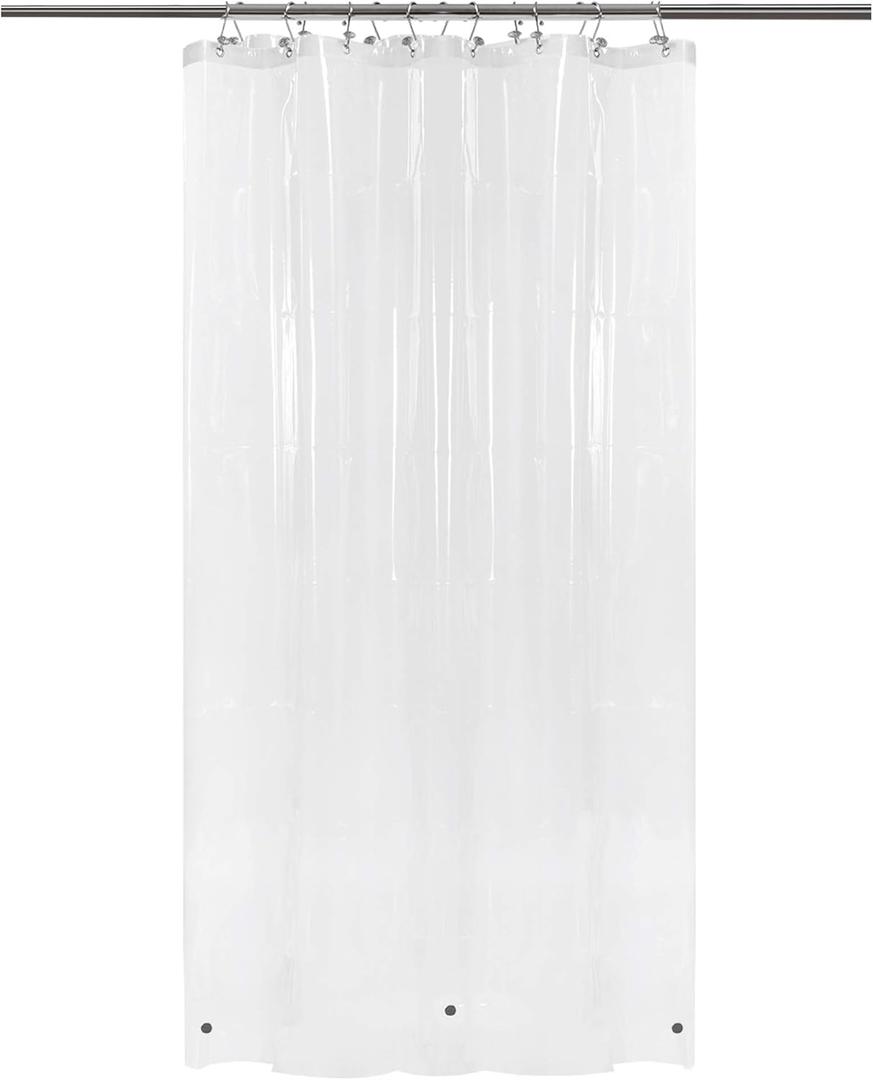 BAROSSA Design 48 inch Wide Stall Shower Curtain Liner with 3 Magnets - PEVA, Waterproof, PVC Free, Metal Grommets, Clear, 48x72