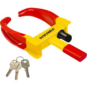 Trailer Lock Universal Adjustable Car Tire Lock Heavy Duty Anti Theft Wheel Locks for Cars RV Motorcycle SUV Golf Cart ATV with 3 Keys (Red-Yellow)
