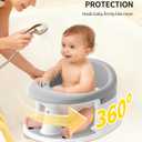 Baby Bath Seat for Babies 6 Months & Up, Bath Seats for Babies Sitting Up, 3 Baby Bath Toys, Open Design, Non-Slip, Compact Toddler Bath Seat. (Grey)