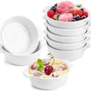 Foraineam 8 Pack 10 Ounce Porcelain Souffle Dishes with Double Handles Round Ramekins Bakeware Set for Pudding, Creme Brulee, Souffle