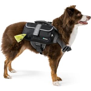PetAmi Dog Backpack for Medium & Large Dogs, Saddle Bag for Dogs to Wear for Hiking, Pet Backpack Harness Dog Pack with Reflective Side Pockets for Walking Running (Black)