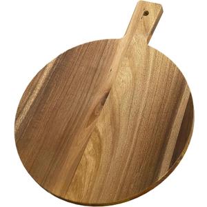 Acacia Wood Round Cutting Boards for Kitchen, 16.5''x13'' Large Wooden Cutting Board with Handle for Meat Pizza, Decorative Charcuterie Serving Board Chopping Board for Counter Dining Room