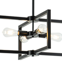 Modern Farmhouse Chandelier,'' Small Black Chandelier Light Fixture Industrial Geometric Chandeliers for Dining Room Entryway Living Room Kitchen (4 Lights, E26)