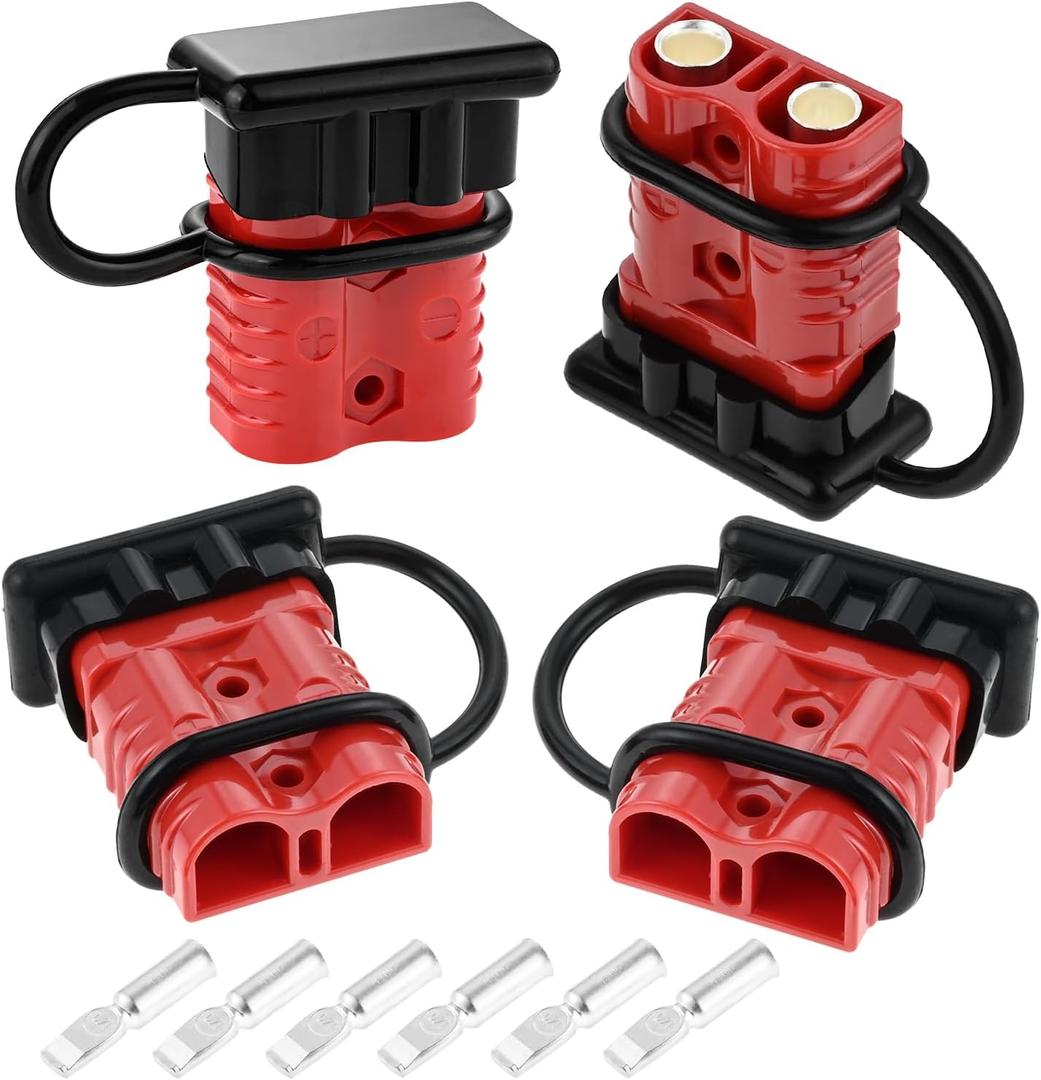 gohantee 175A Battery Quick Connector 2-4 Gauge, 12-36V Battery Quick Disconnect Wire Harness Plug Kit, Wire Connectors for Car Bike ATV Winches Lifts Motors More - 4Pcs, Red