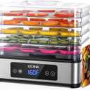 OSTBA Food Dehydrator, 5 Stainless Steel Trays, 48H Timer & Temp Control up to 160F, 400W Food Dryer, Recipe Book for Jerky, Fruit, Meat, Vegetables, Herbs, BPA-Free