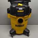 DEWALT Shop Vacuum 6 Gallon 4HP Poly Wet Dry Vacuum Ultimate Cleaning Solution for Construction Workshop Environments for Jobsite Garage Home W/Inflation Ket, Yellow, DXV06PL