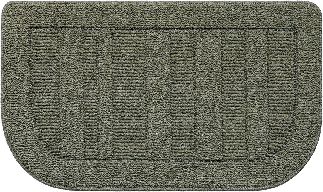 BEQHAUSE 30x18 Inch Kitchen Rug Mat Durable Kitchen Rugs Non-Slip Washable Absorbent Kitchen Mats for Floor Dirt-Resistant Semicircular Kitchen Mat (Green)