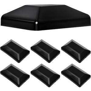 TonGass (6-Pack, Black) 4x6 (3 5/8"x 5 5/8") Wood Fence Post Caps, Wooden Fence Deck Post Covers, Durable Plastic Water-Proof and UV-Proof, Protect Wooden Poles from Cracking and Rotting
