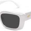 SOJOS Trendy Rectangular Sunglasses Womens Retro Small Shades Sunnies Gafas de sole Chunky Angular Cornor Frame SJ2238 (White)