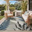 GENIMO 9x12 Outdoor Rug, Washable Quick Dry for Patio, Navy Grey