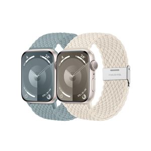 Lerobo 2 Pack Stretchy Solo Loop Compatible with Apple Watch Band 38mm 40mm 41mm 42mm  Women Men,Braided Sport Strap Wristband for iWatch 