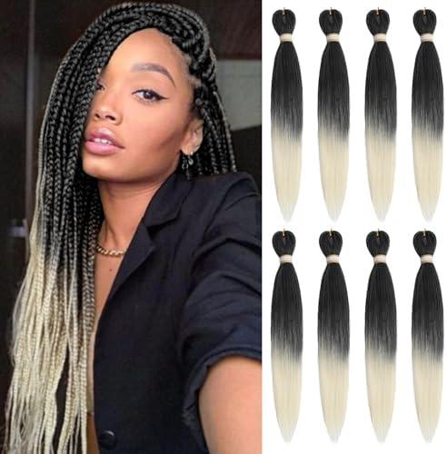 Beyond Beauty Braiding Hair pre stretched, Braids Synthetic Fiber Ombre Yaki Texture, Natural Easy Twist Braids Crochet Hair Hot Water Setting Hair Extensions, Pack of 7