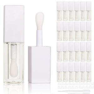 24pcs 5ml Empty white square lipgloss tubes bulk wholesale with big wand lipgloss containers