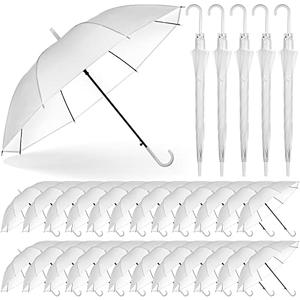 Reginary 30 Pieces Wedding Umbrellas Bulk Auto Open Stick White