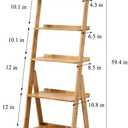 Ladder Shelf Bookshelf, 5-Tier Leaning Shelf, Free Standing Organizer Storage Shelves, Storage Rack Shelf for Office, Living Room, Nature