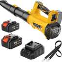 ELRINA Leaf Blower Cordless with 2 x 3.0Ah Batteries and Charger, 6-Speed Mode Lightweight Electric Blowers for Lawn Care, Yard Cleaning, Blowing Leaves, Dust, Snow Green, with Shoulder Straps