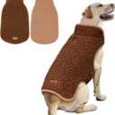 cyeollo Fleece Dog Coat Turtleneck Furry Reversible Sweater Thick Dog Clothes for Cold Weather Warm Winter Coats for Medium Dogs Brown XXL (XX-Large (38-65lbs))