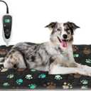 Dog Heating Pad 32x20in Waterproof Pet Heating Pad for Dogs Smart Thermostat Switch, Whelping Supplies Heated Dog Bed,Adding Wire Rope Wires Puppy Heating Pad Mat-with Plush Fabric Cover