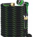 100 ft, Non-Expandable Ultra-Lightweight Flexible Hose with 360° Dual-End Anti-Kink Design, 10-Pattern Spray Nozzle, 500 PSI Leak-Proof, 96-Strand Braided Fabric, Storage Strap