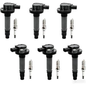 Ignition Coils Pack and Spark Plugs UF595 UF553 DG520 Compatible with 2011-2016 F-150 2011-2017 Explorer 2008-2016 Taurus 2007-2016 Edge 2007-2016 MKS MKT MKZ MKX 2008-2009 Sable 3.5L 3.7L V6,Set of 6