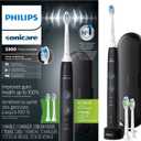 Philips Sonicare ProtectiveClean 5300 Rechargeable Electric Toothbrush, with Pressure Sensor, 3 Cleaning Modes, SmarTimer and QuadPacer, with 2 Bonus Brush Heads, Travel Case, Black, Model HX6423/34