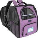 PetAmi Expandable Dog Backpack Carrier for Cats & Pets, Breathable Cat Carrier Backpack with Top Window & Multi-Entry, Ventilated Foldable Travel Carrier for Small Medium Pets up to 18 lbs, Purple