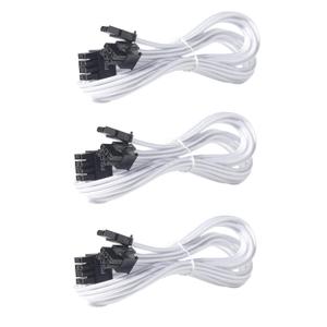 PCIE Cable for Corsair, 65CM Male to Male 8 Pin to 6+2 Pin GPU Power Cable for Thermaltake, ARESGAME Modular Power Supply (25'') (3-Pack White 16AWG)