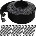 50 FT Landscape Edging No Dig [Extra Tall 4 Inch High] with 45 Spikes, Heavy-Duty Plastic Garden Edging Border (Black, 50 FT) (Black, 50FT)