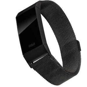 WITH it Stainless steel mesh band for use with FITBIT CHARGE 4 & CHARGE 3 (Black)