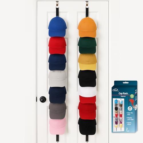 Jokari Over-the-Door Hat Rack Organizer 4 Pack Holds Up to 32 Baseball Caps, Snapbacks, Visors Adjustable Door Hat Storage with Hooks No-Tool Installation for Men, Women, and Kids : Home & Kitchen