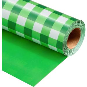 Burymento Green Checkerboard Wrapping Paper, Gift Wrap for Birthday, Valentines, Mothers day, Graduation, Wedding, Fathers day, Baby Shower, Christmas (17in x 32.8ft)