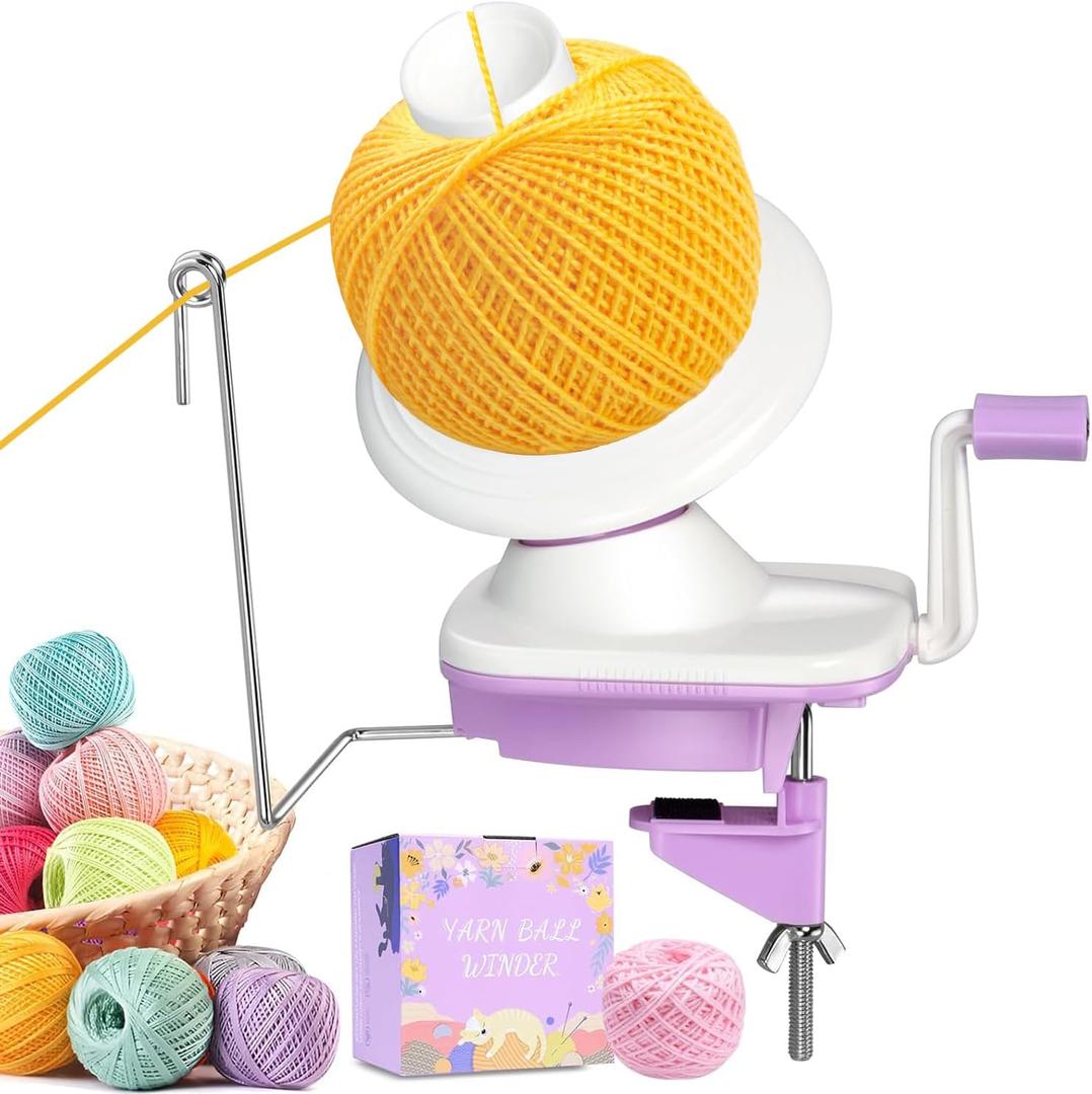Uotey Yarn Ball Winder Hand Operated, Yarn Cake Wool Winder, Purple Yarn Ball Winder for Crocheting and Knitting, Wool Winder Holder Knitting Yarn Winder, The Helper for Knitting Enthusiast