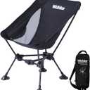 Wildhiker Ultralight Backpacking Chair Compact Camping Chairs for Adults with Pouch, Weighs 2.8 lbs with Anti-Sinking Large Feet for Beach, Hiking, Motorcycle, Travel, Festival Black