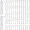 100Pcs Plastic Pinch Pleat Curtain Hooks, 70mm Adjustable Pinch Pleat Hooks Ratchet System Curtain Pleat Hook for Window Curtain, Door Curtain and Shower Curtain