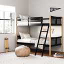 Storkcraft Caribou Twin-Over-Twin Bunk Bed (Black with Natual)  GREENGUARD Gold Certified, Converts to 2 Individual Beds