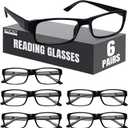 Boost Eyewear 6 Pack Reading Glasses, Traditional Black Frames, for Men and Women, with Comfort Spring Loaded Hinges, Black, 6 Pairs (+3.00)