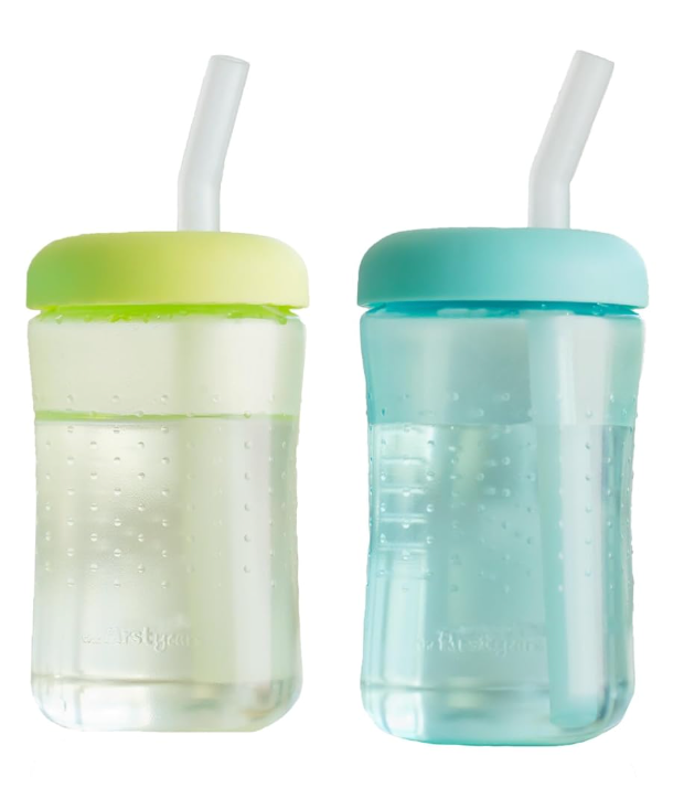 The First Years Squeeze & Sip Toddler Straw Cups  Squeezable Transition Sippy Cup with Silicone Straw  Toddler Feeding Supplies  7 Oz  2 Count  Ages 6 Months and Up