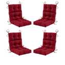 COOS BAY Outdoor/Indoor High Back Chair Cushions 46x22 Inch, Tufted Patio Seat Back Cushions, Replacement Seat Pads, 4Count, Red Purple