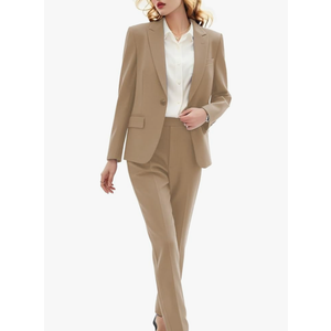 Women's Business Suit 2 Piece Plus Size Jacket Straight Leg Pants Sets Business Casual Outfits XL