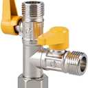 Gas Ball Valve, Heavy Duty Solid Brass Hose T Splitter BSP 1/2" Tap Adapter Brass Hose Adapter Connectors Shut Off Valve