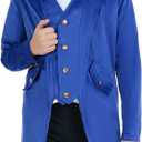 Steampunk Coat Tailcoat,Medieval Clothing Costume,Halloween Renaissance Vampire Costumes (120 (5-6 Years), Blue)