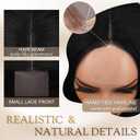 14 Inch Middle Part Wavy Wig for Women, Natural Hairline Small Lace Front, Soft Yaki Mixed Fiber, Glueless Heat Resistant Synthetic Curly Wig, Black Short Wavy Layered Wig